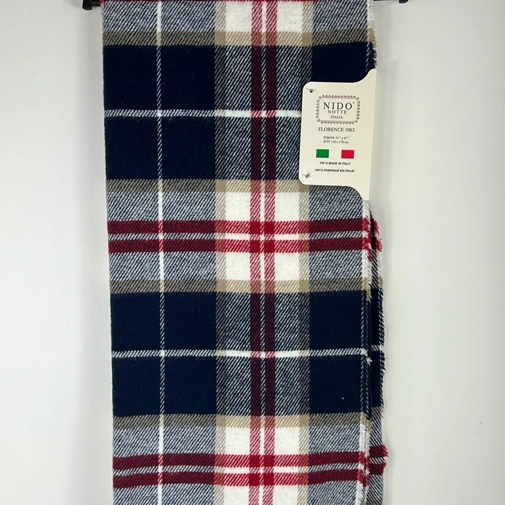 NIDO Plaid Throw Blanket with Fringe Made in Italy 51